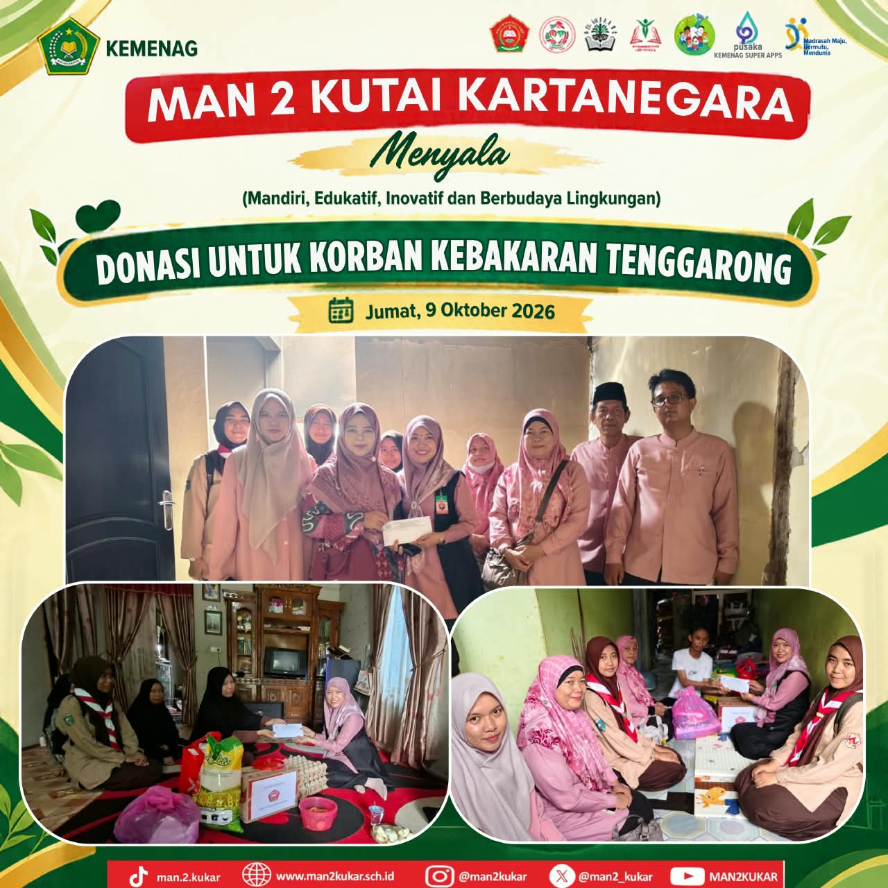 MAN 2 Kutai Kartanegara Salurkan Bantuan Untuk  Korban Kebakaran Tenggarong